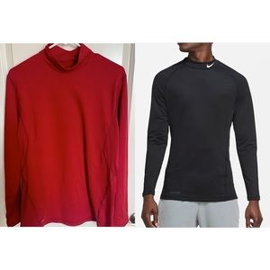 Red Nike Pro Combat Dri-Fit Fitted Long Sleeve